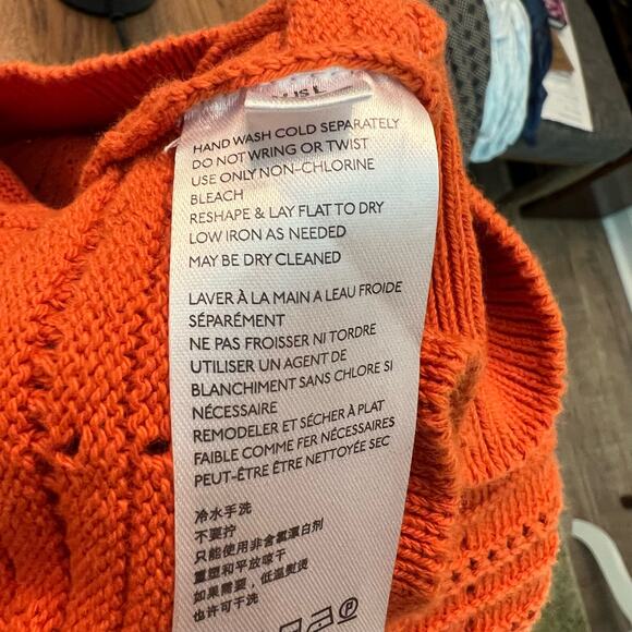 NWT Free People Orange Crochet Maxi Dress FP Beach Knit Bathing Suit Coverup Lrg - Picture 9 of 10